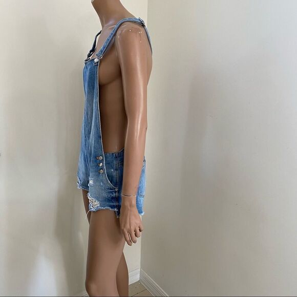 ZARA denim distressed short overall S - Picture 6 of 11